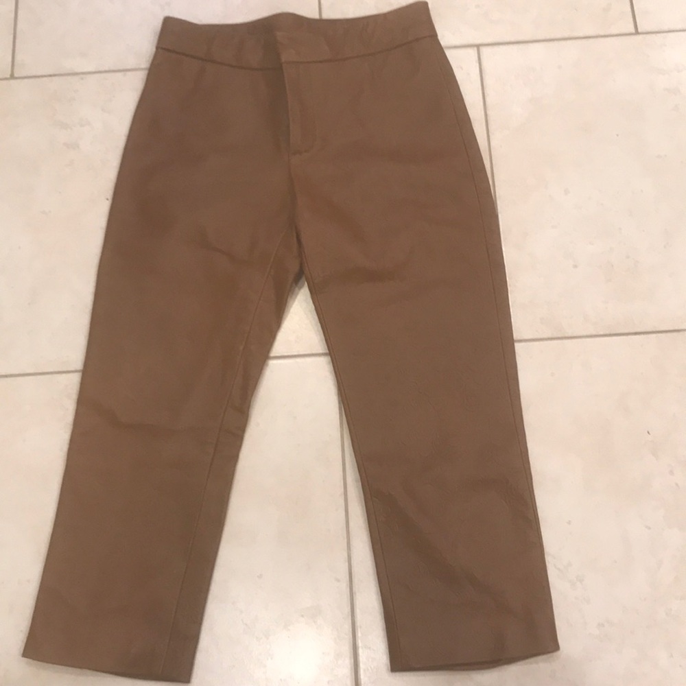 Floral embossed leather pants